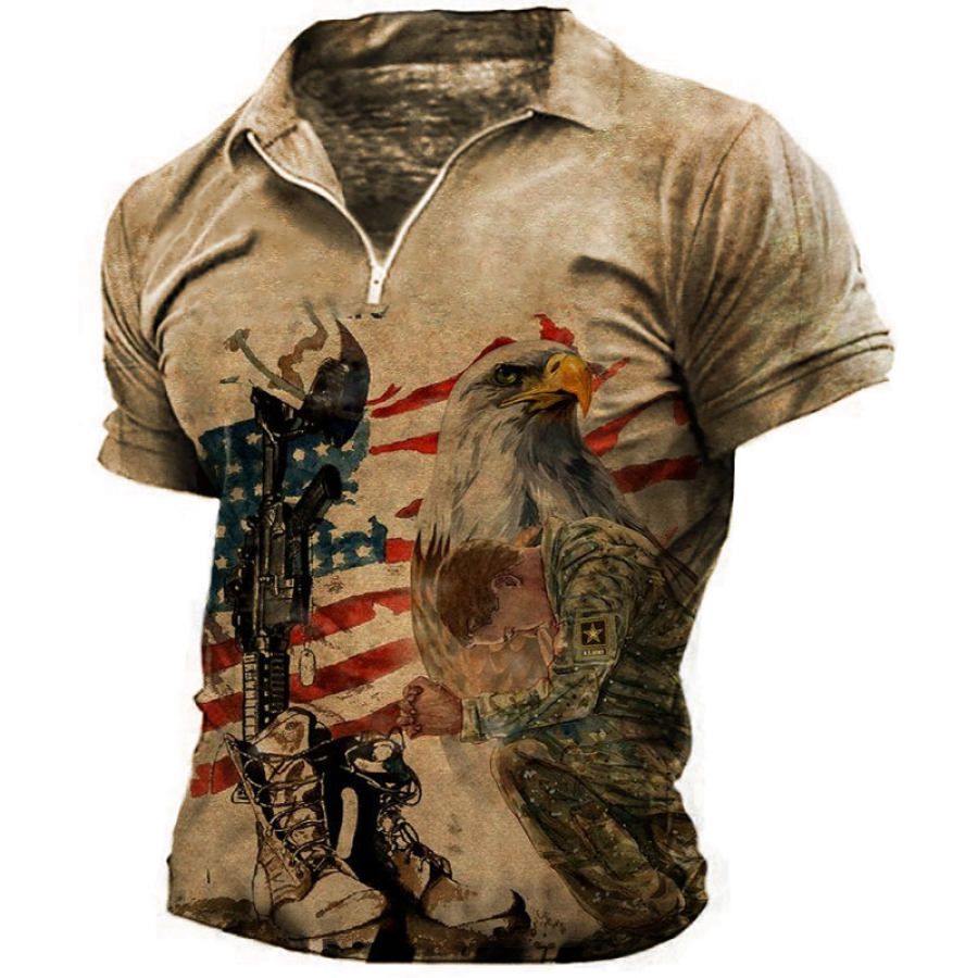 

Men's Outdoor Printed Casual Short Sleeve Henley Shirt