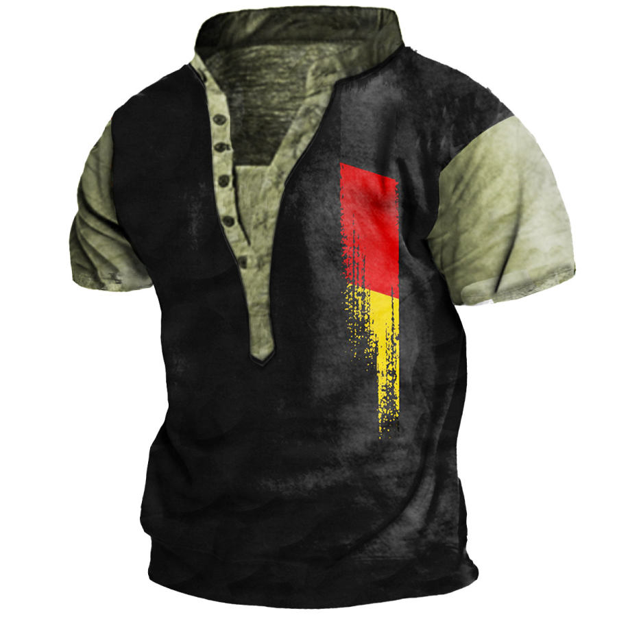 

Men's Outdoor Printed Casual Short Sleeve Henley Shirt