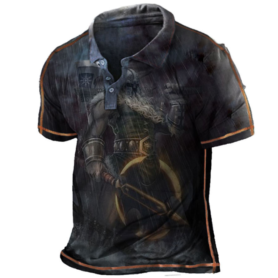 

Men's Outdoor Printed Casual Short Sleeve Henley Shirt