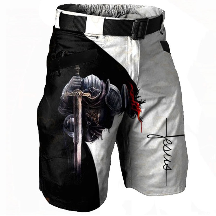 

Men's Outdoor Templar Jesus Print Casual Shorts