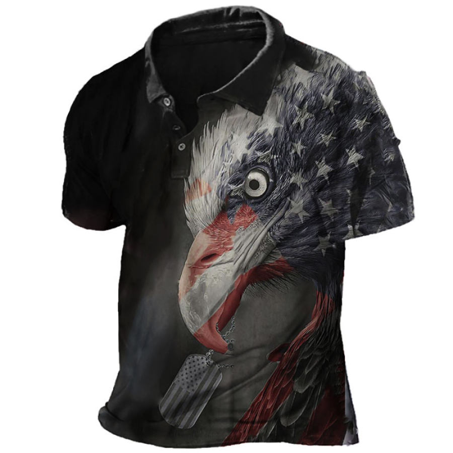 

Men's Outdoor Patriotic Print Casual Short Sleeve Henley Shirt