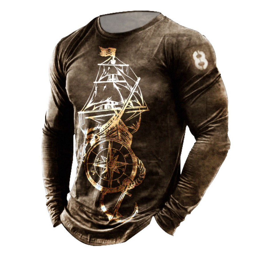 

Men's Outdoor Sailing Compass Anchor Long Sleeve Top