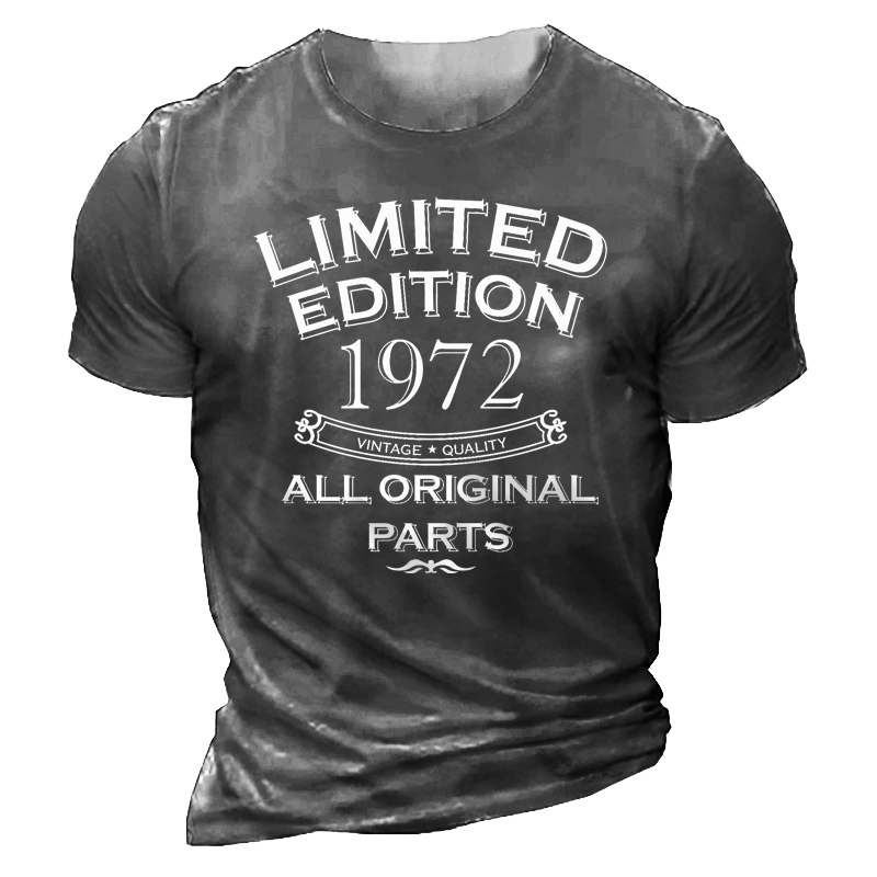 Men's Limited Edition 1972 Chic All Original Parts Print Cotton T-shirt