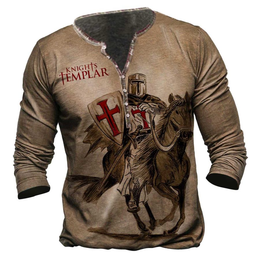 

Men's Vintage Knights Templar Henley Long Sleeve Top