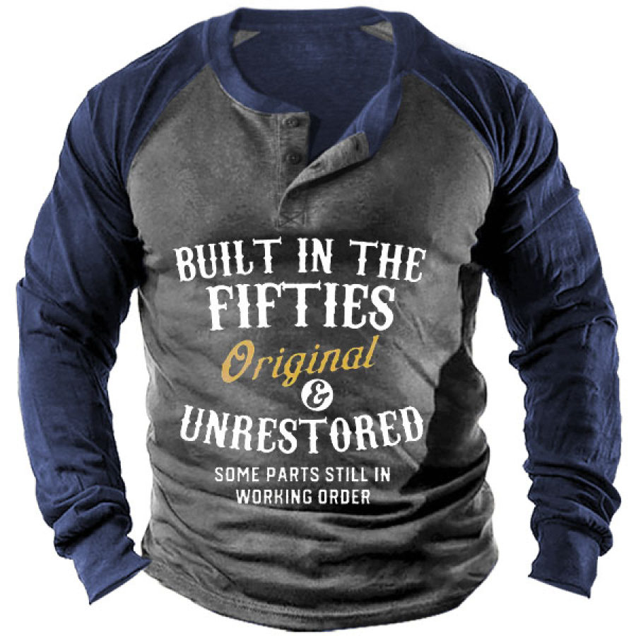 

Funny Built In The Fifties Men' Henley Long Sleeve Shirt
