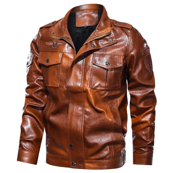 Men's Outdoor Retro Motorcycle Leather Jacket - Cotosen.com