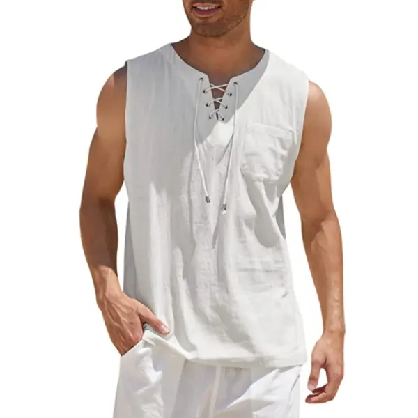 Men's Solid Color Casual Sleeveless Top - Kalesafe.com 