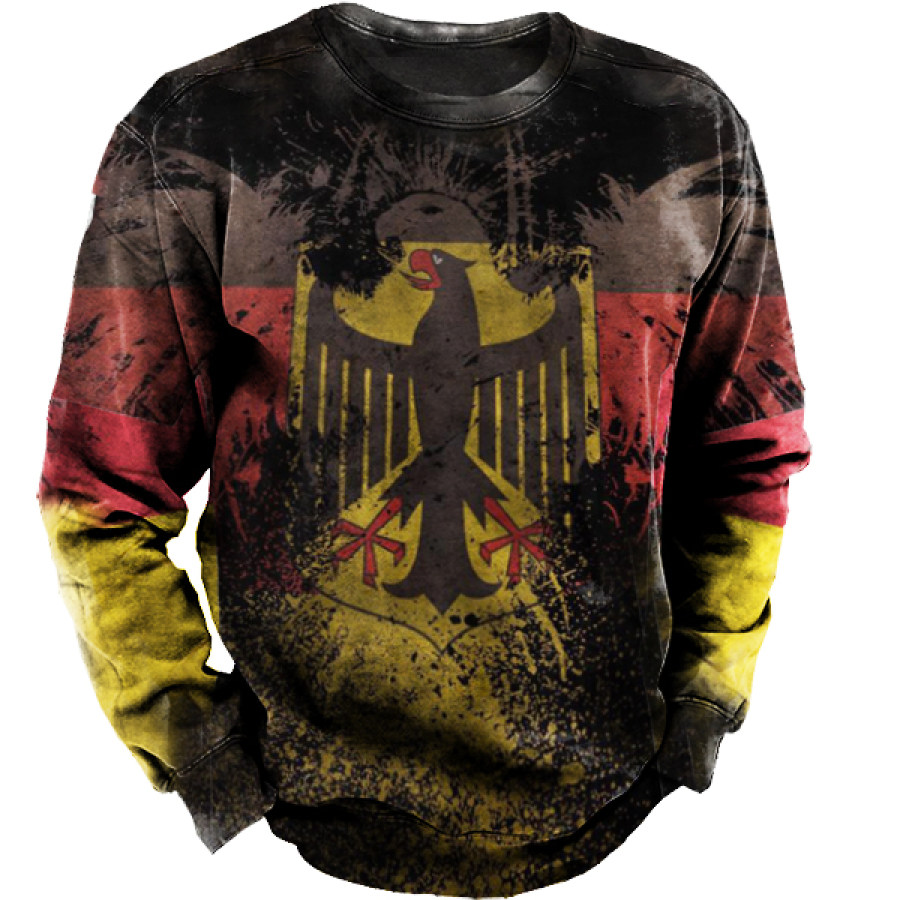

German Flag Liberty Eagle Print Men's Casual Thin Sports Pullover