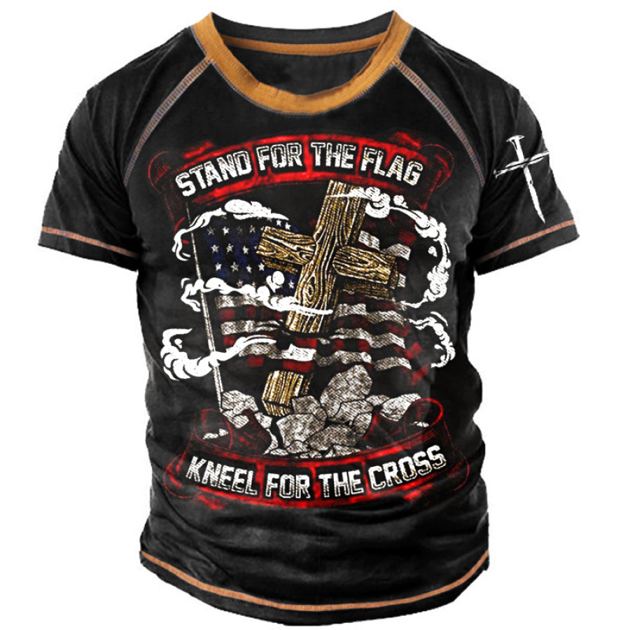 

Stand For The Flag Kneel For The Cross Men's Graphic Print T-Shirt