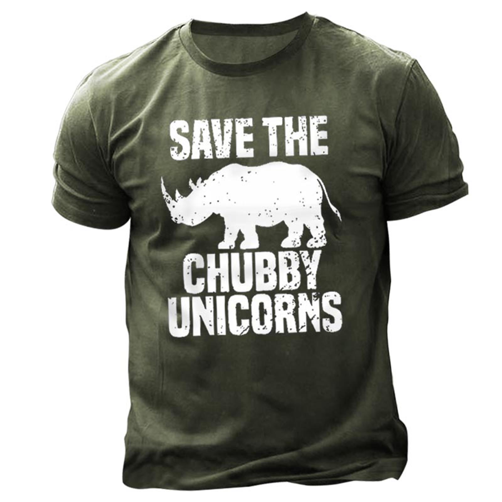 Men's Save The Chubby Chic Unicorn Print Cotton T-shirt