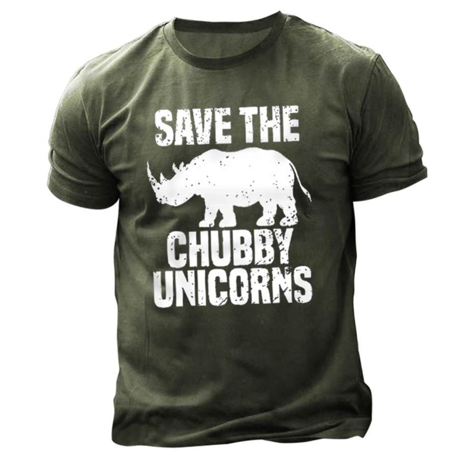 

Мужская хлопковая футболка с принтом Save The Chubby Unicorn