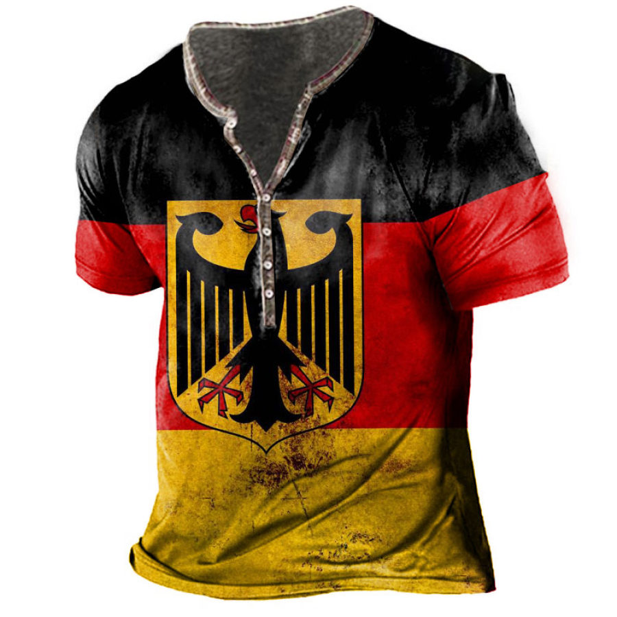 

Men's Outdoor German Eagle Print Henley T-Shirt