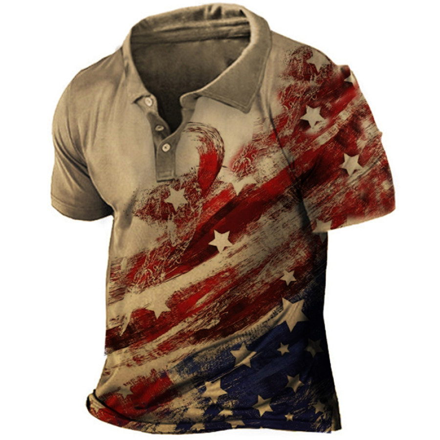 

Men's American Flag Graphic Print Polo Shirt