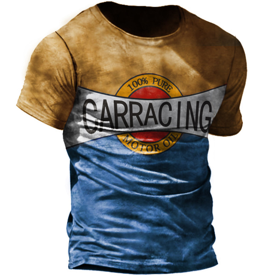 

Men's Vintage Car Motor Oil Print T-Shirt