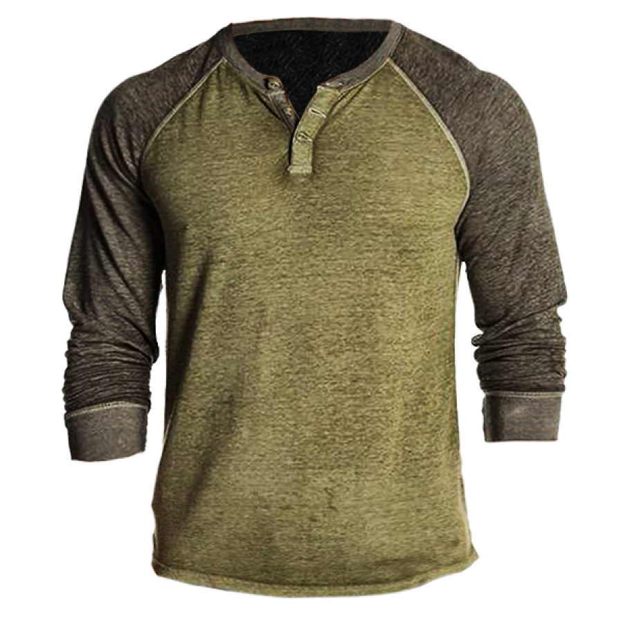 

Men's Outdoor Tactical Raglan Henley Long Sleeve T-Shirt