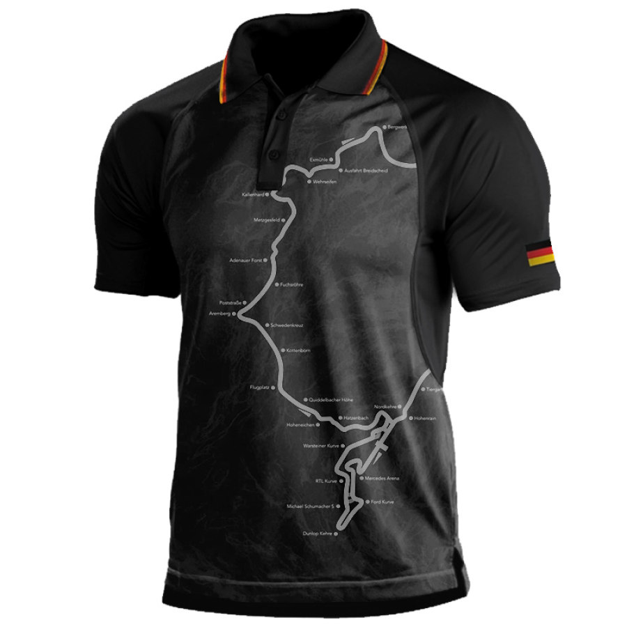 

Men's Racing Navigation Map Print Polo Shirt