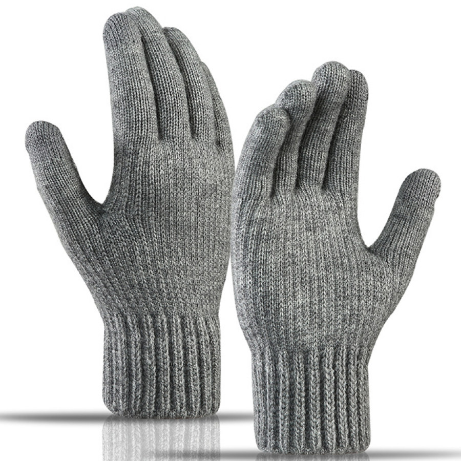 

Мужские шерстяные теплые флисовые перчатки с толстым сенсорным экраном для верховой езды на открытом воздухе