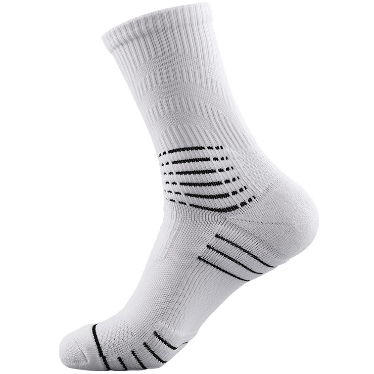 Men's Breathable Shock Absorbing Chic Thickened Towel Bottom Basketball Socks Sports Socks