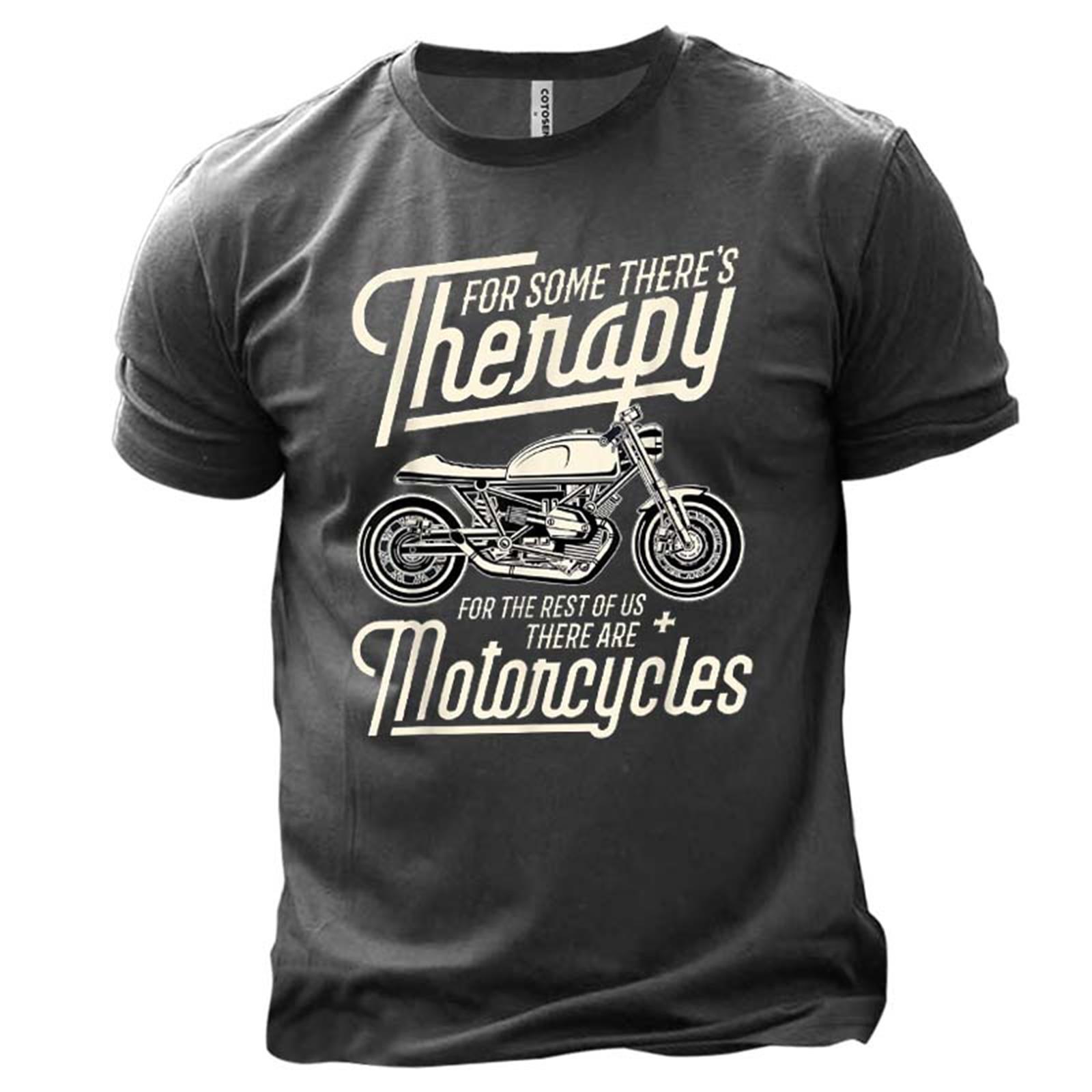 Men's Motorcycle Rider Therapy Print Chic Cotton T-shirt