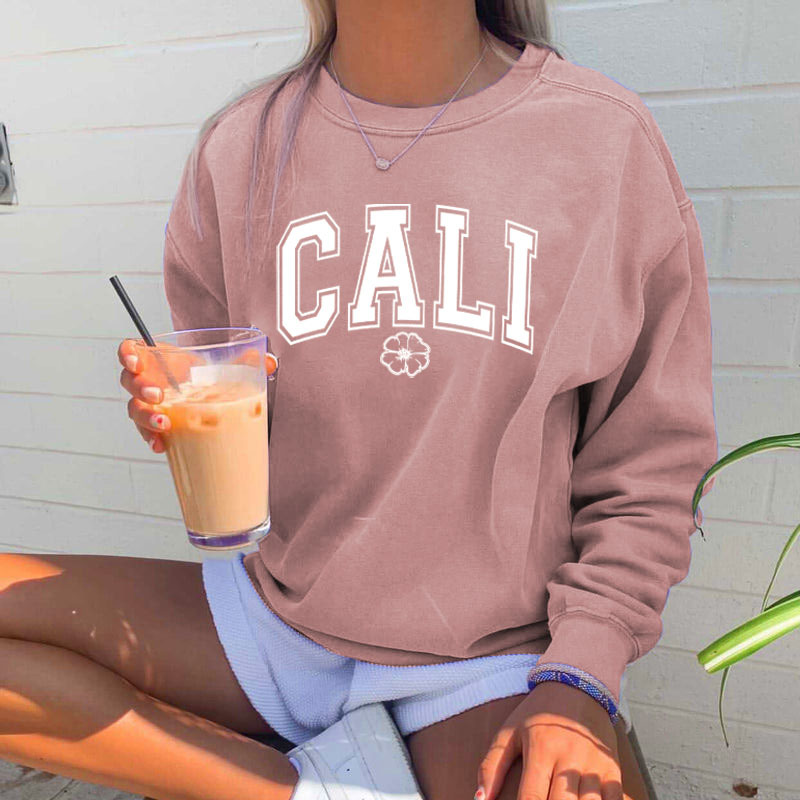 Women's Cali Print Crewneck Chic Sweatshirt