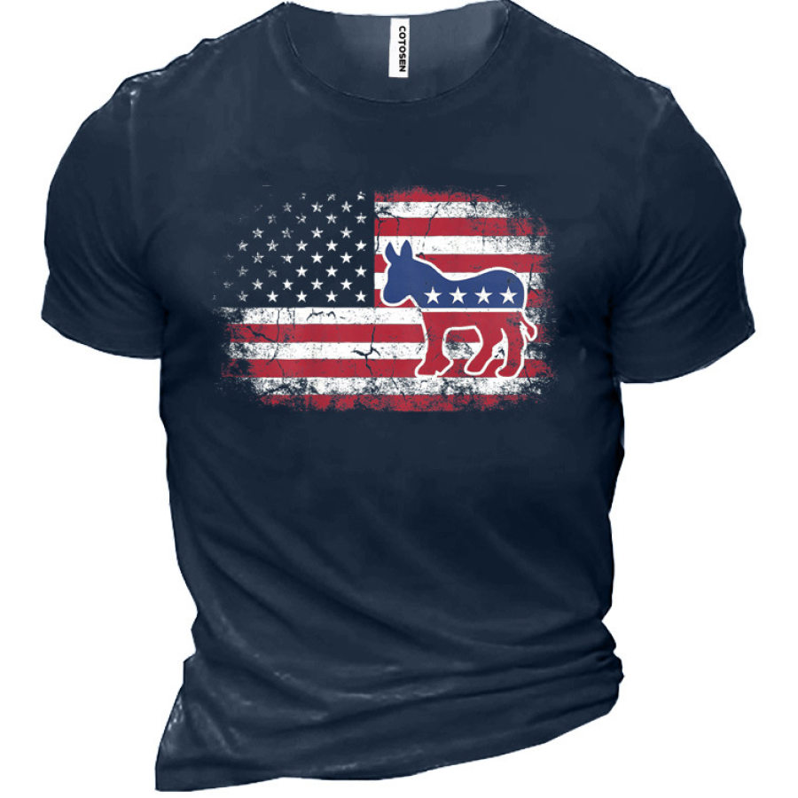 

American Flag Donkey Men's Cotton T-Shirt