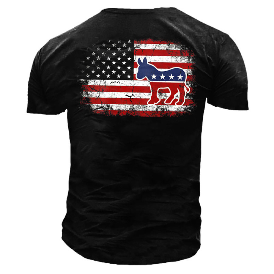 

American Flag Donkey Men's Cotton T-Shirt
