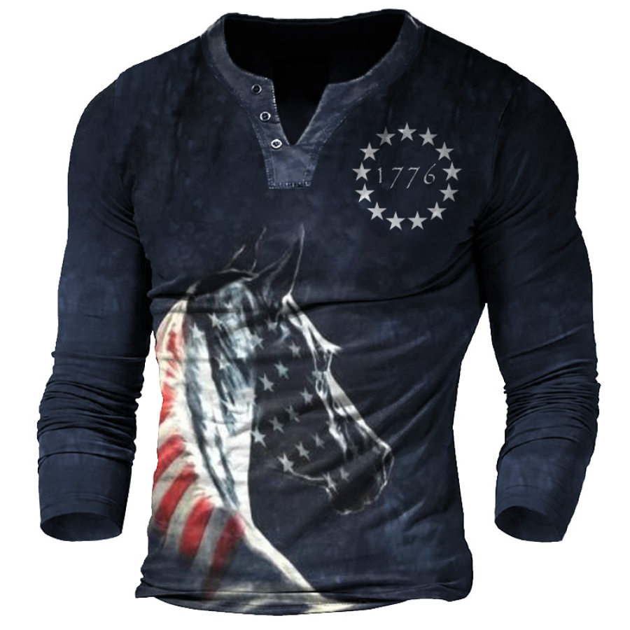 

Men's 1776 Independence Day Horse Print Long Sleeve T-Shirt