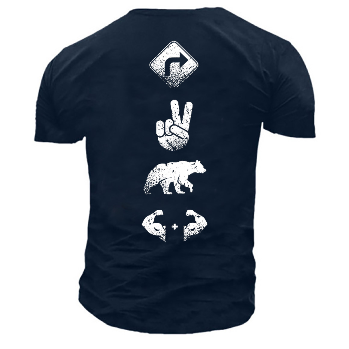 Men's Right 2 Bear Chic Arms Print Cotton T-shirt
