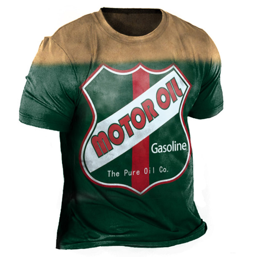 

Men's Vintage Motor Oil Gasoline Print T-Shirt