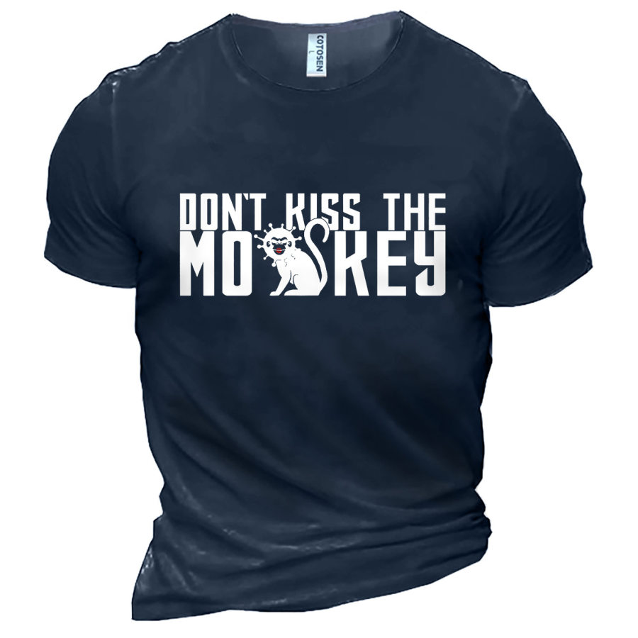 

Men's Monkeypox Dont Kiss The Monkey Cotton T-Shirt