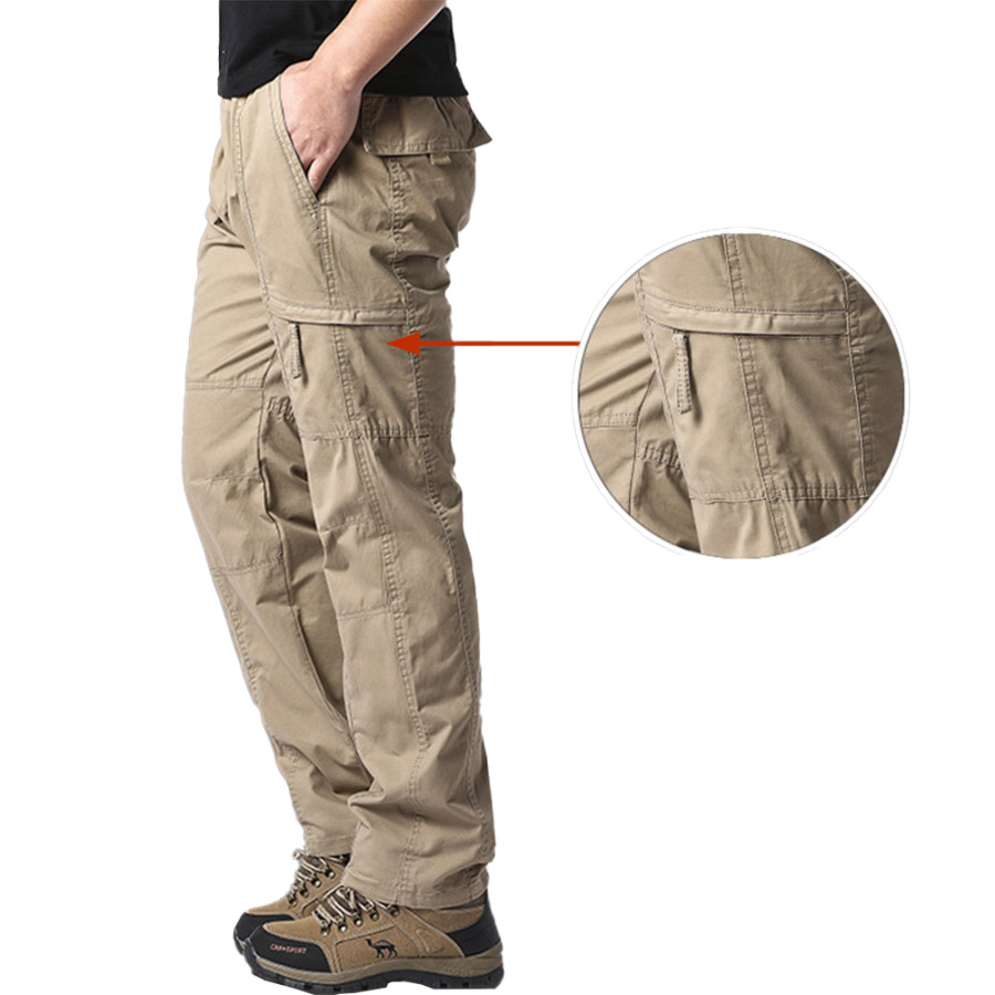 

Pantalones Cargo Casuales Con Múltiples Bolsillos De Color Sólido Para Hombres Al Aire Libre