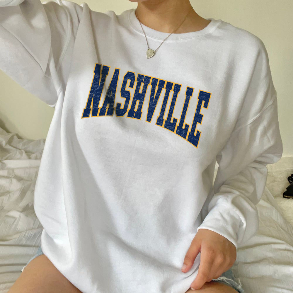 Women's Nashville Print Crewneck Chic Sweatshirt