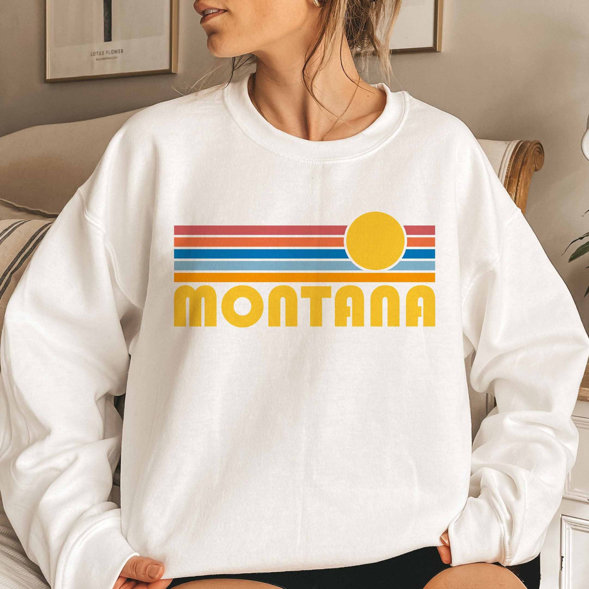 Women's Montana Sunset Print Chic Crewneck Sweatshirt
