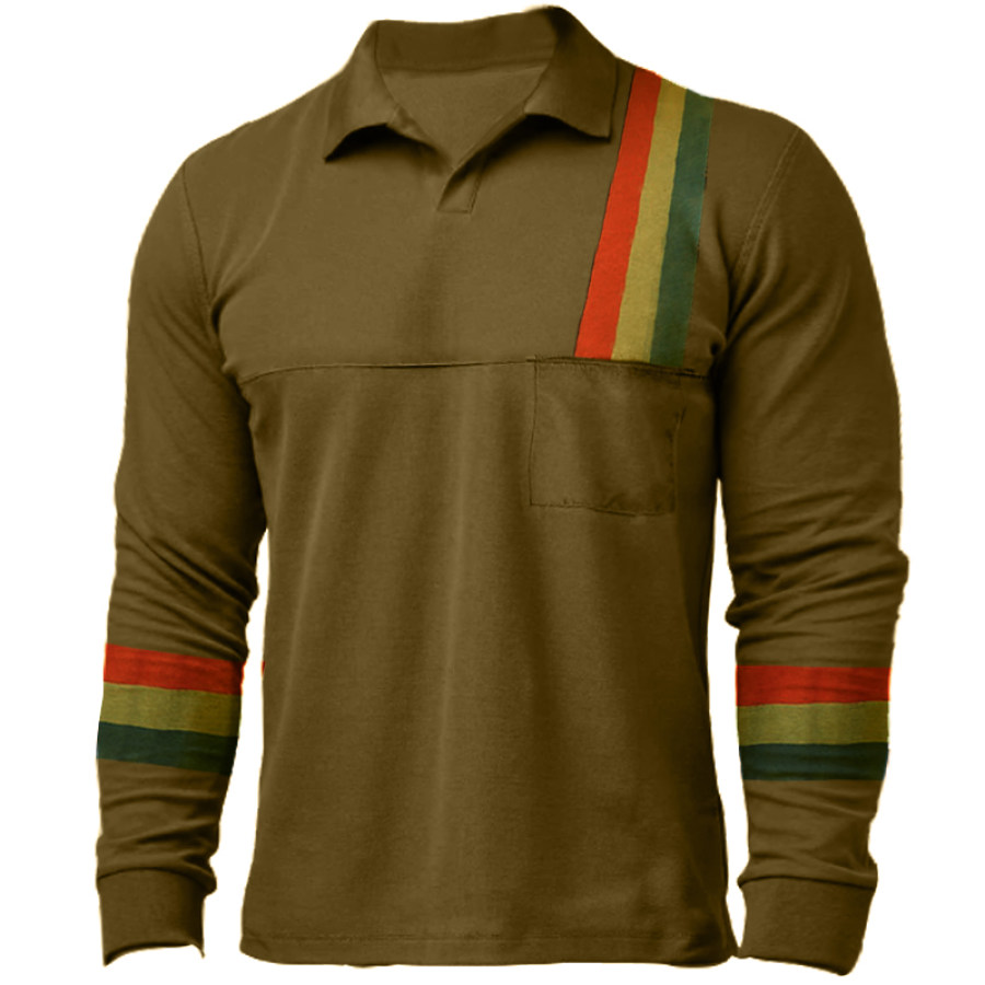 

Men's Vintage Tactical Outdoor Sports Colorblock Print Polo Shirt
