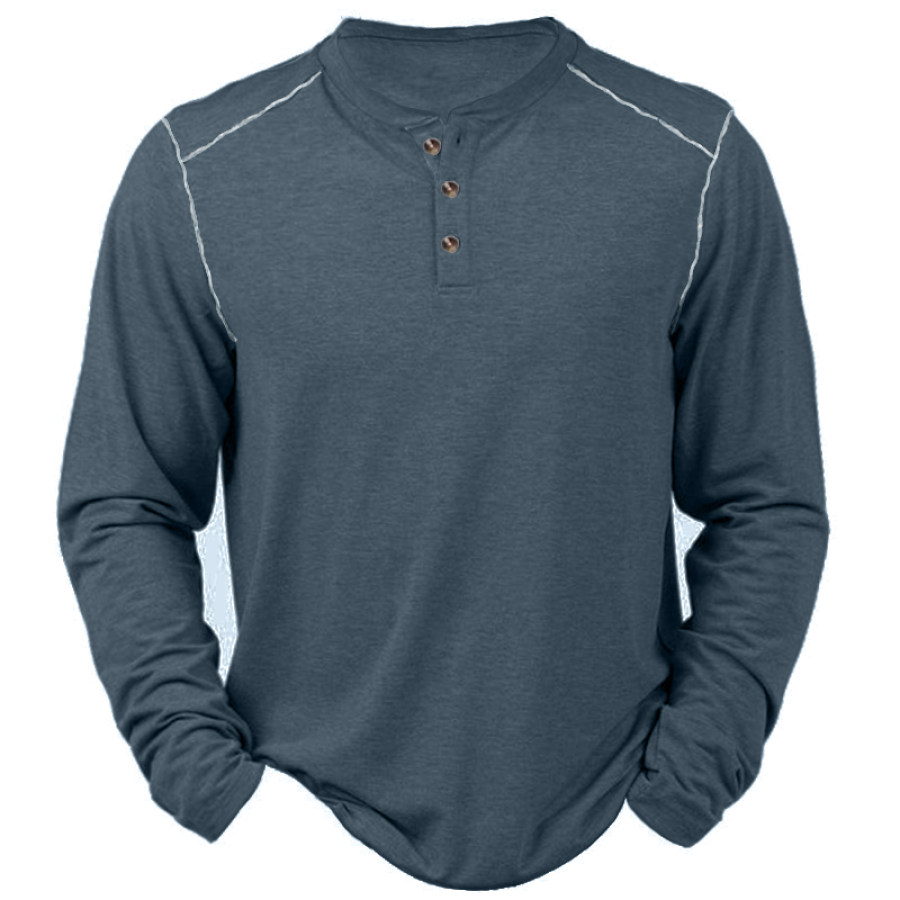 

Men's Vintage Tactical Henley Collar Long Sleeve T-Shirt