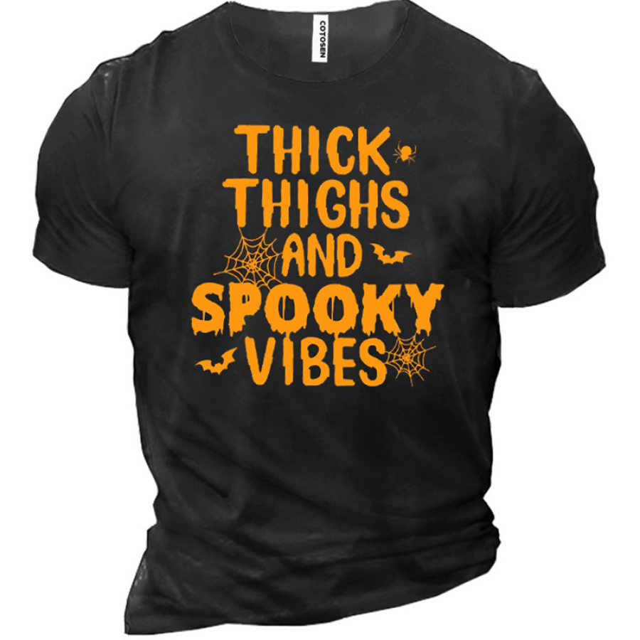 

Thick Thighs Spooky Vibes Funny Halloween Men's T-Shirt