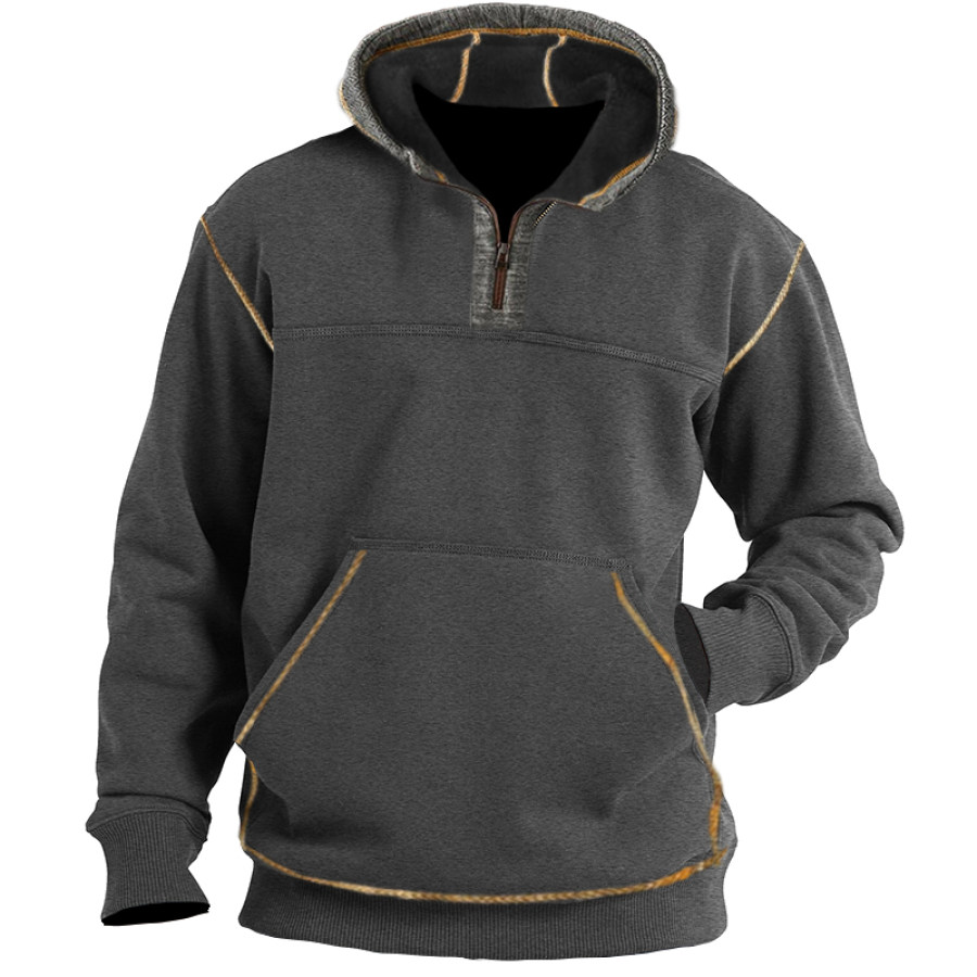 

Men's Outdoor Henley Half Collar Zip Hoodie