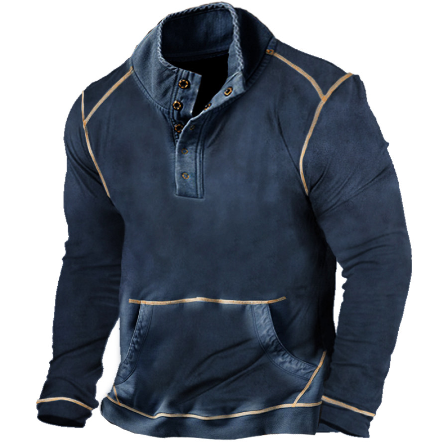 

Men's Vintage Print Casual Polo Neck Sweatshirt