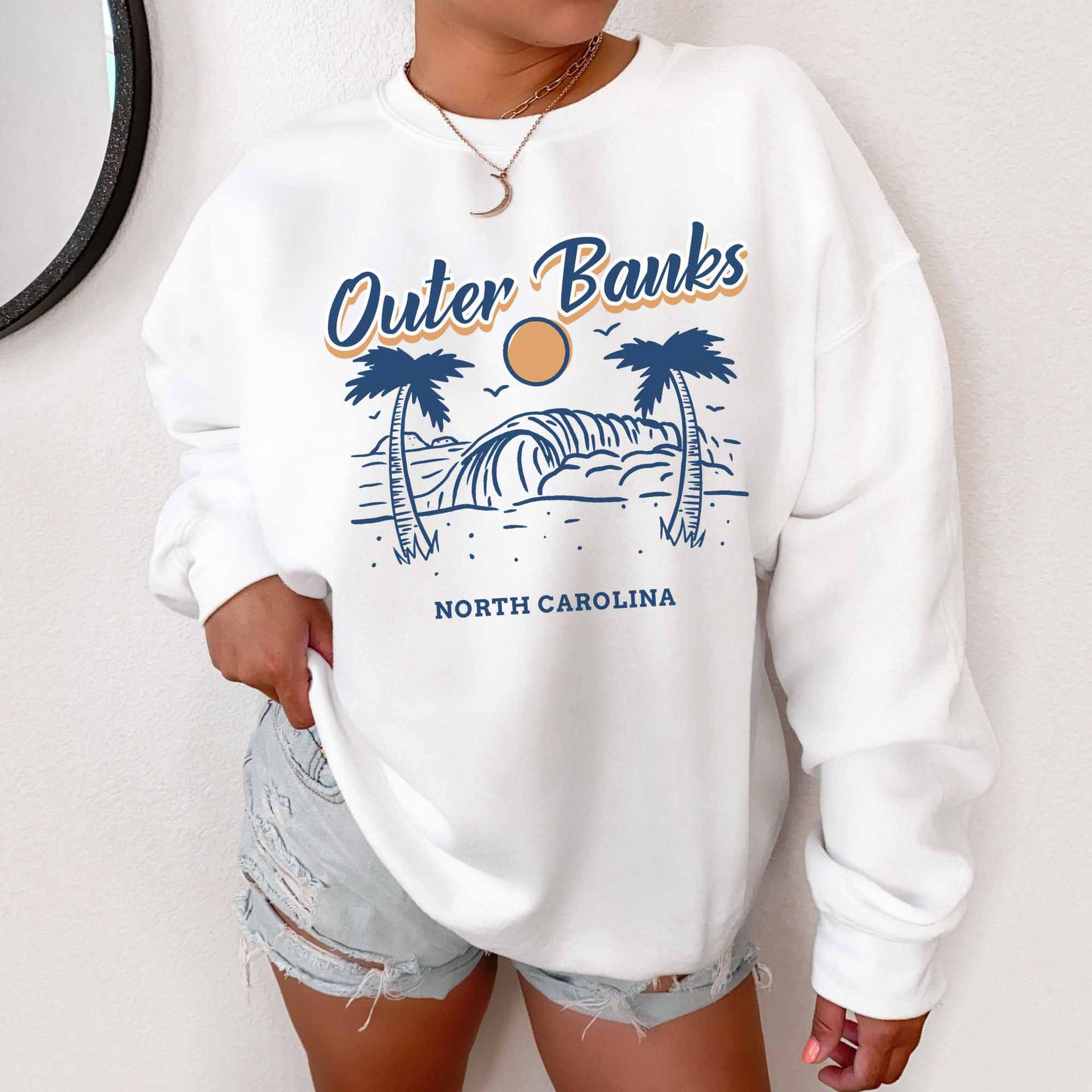 Women's Outer Banks Print Chic Crewneck Sweatshirt