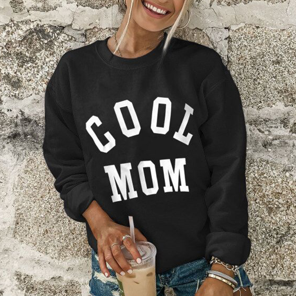 Cool Mom Women's Alphabet Print Chic Casual Sweater