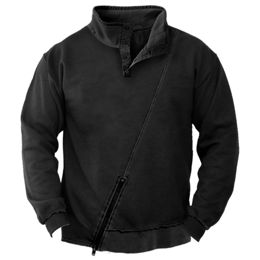 

Men's Patchwork Zip Retro Outdoor Stand Collar Sweatshirt