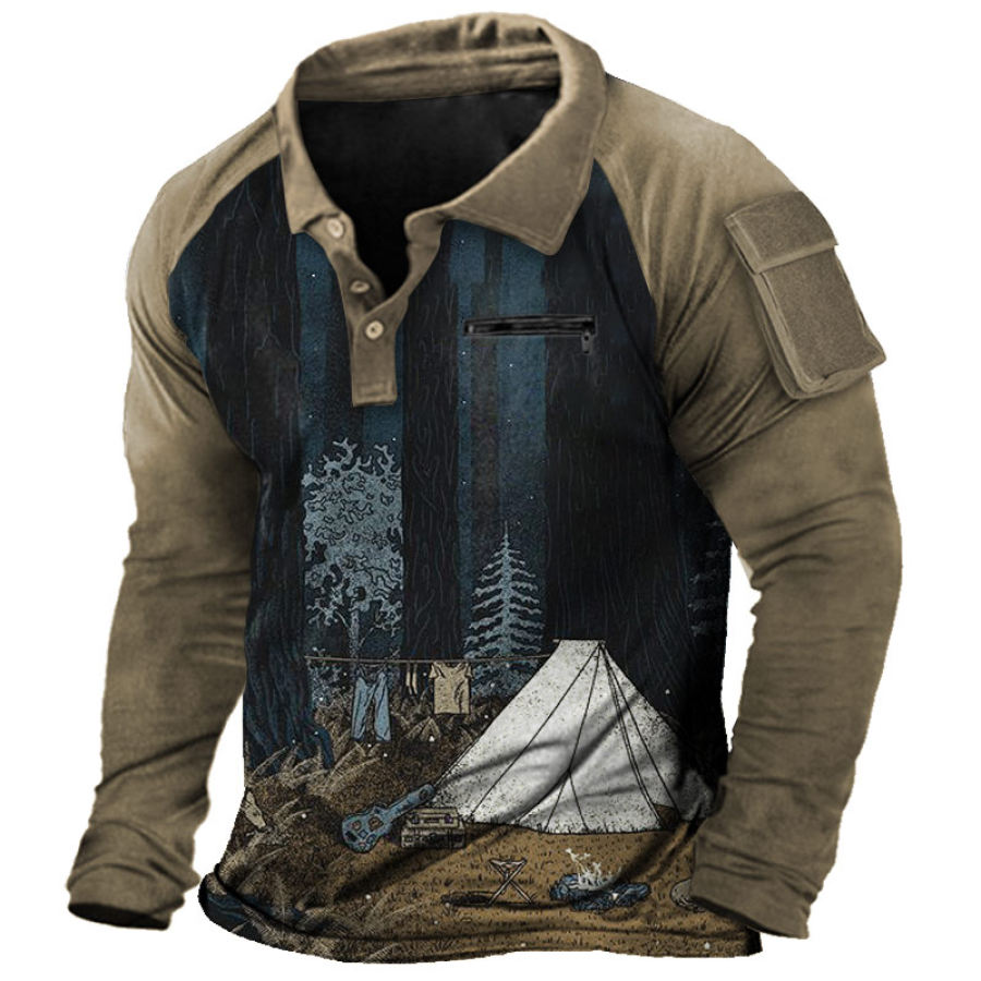 

Men's Backpacking Graphic Print Adventure Polo Neck T-Shirt