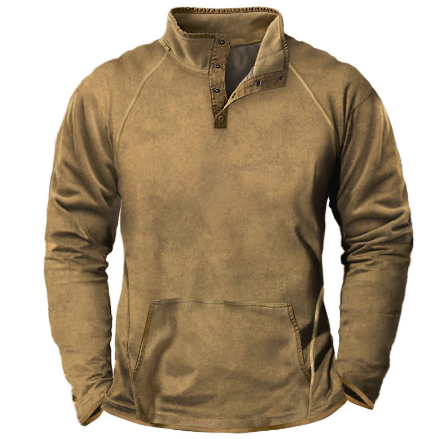 

Men's Outdoor Retro Tactical Pocket Stand Collar T-Shirt