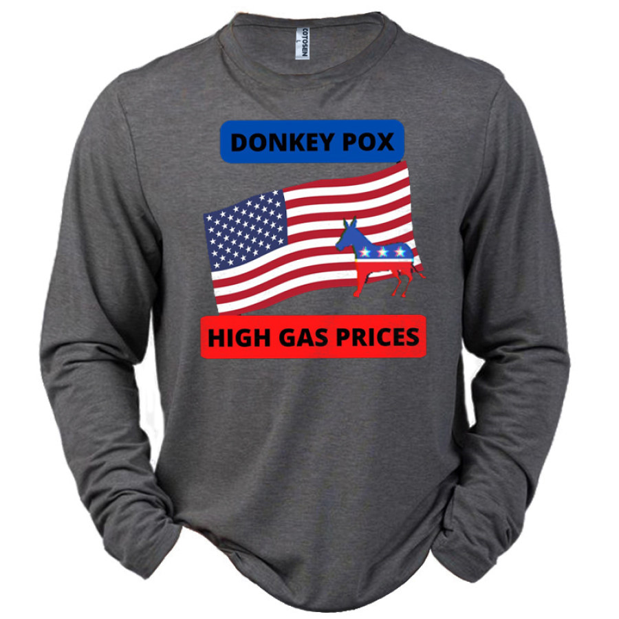 

Donkey Pox And High Gas Prices Men's Fun Graphic Printed Cotton Long Sleeve T-Shirt