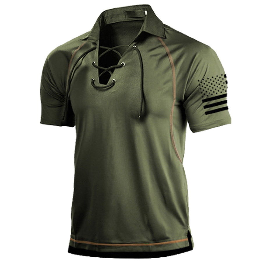 

Men's Outdoor American Flag Tactical Sport PoLo Neck T-Shirt