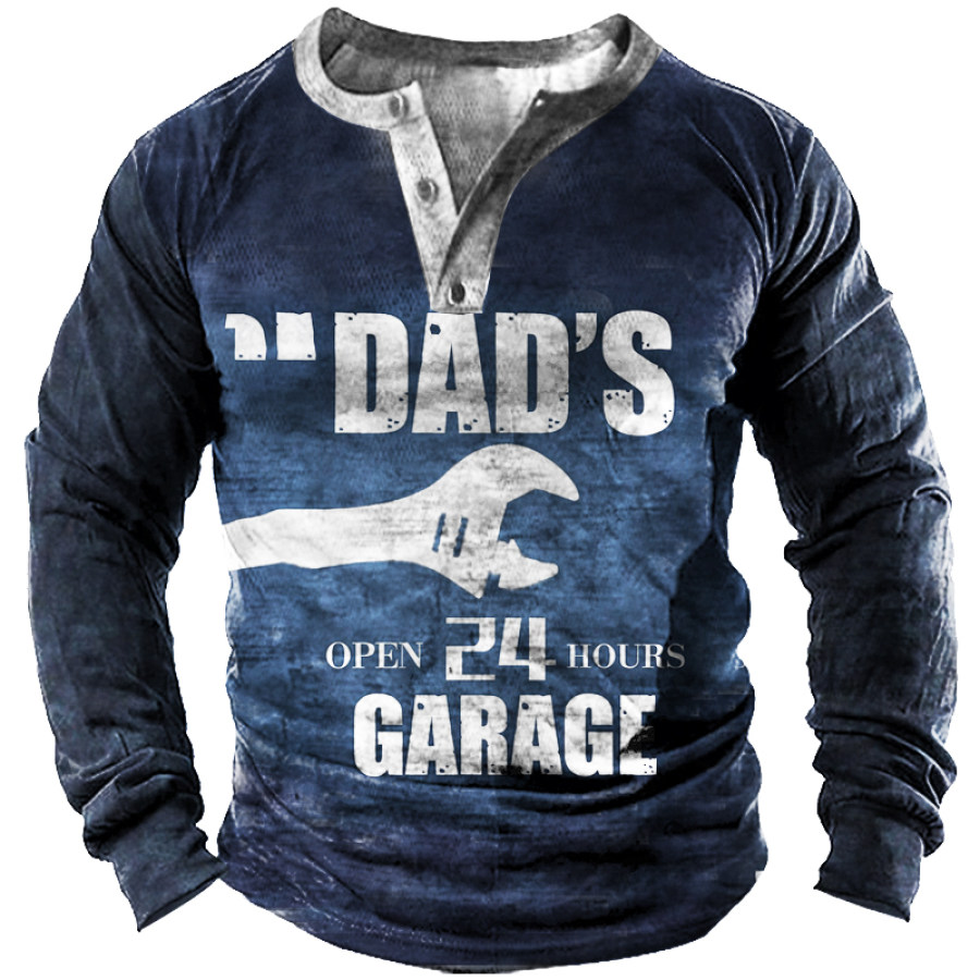 

Dad's Garage Open 24 Hours Print Men Henley T-Shirt