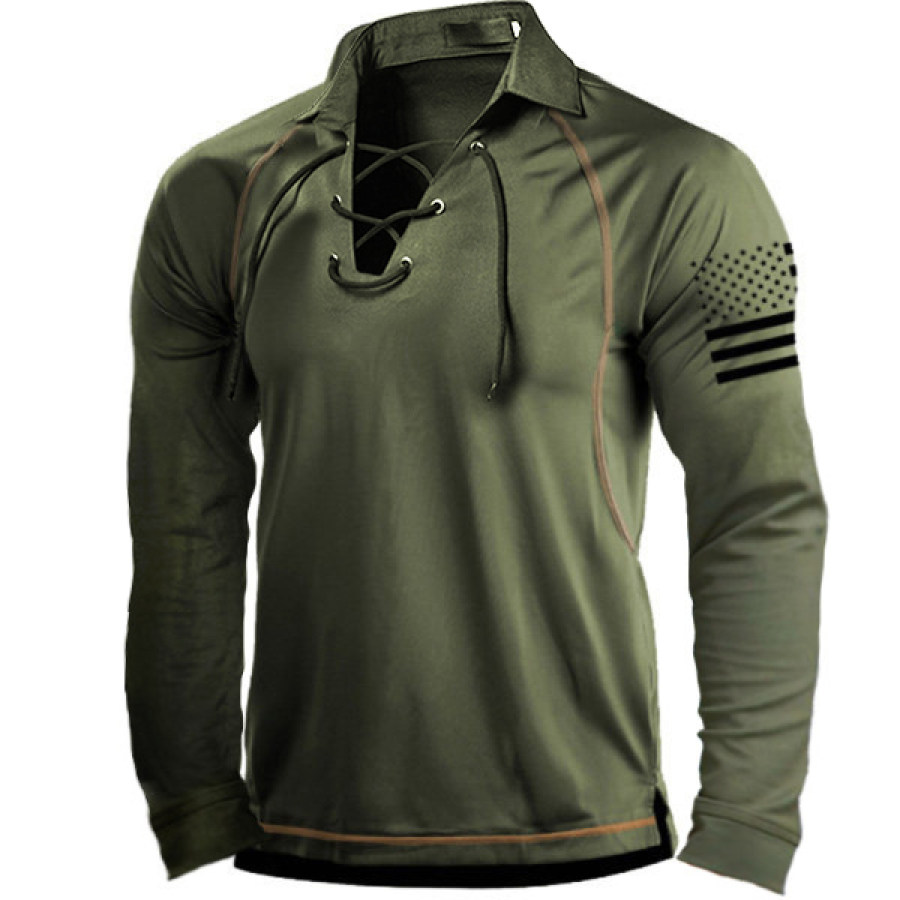 

Men's Outdoor Vintage Drawstring Sport PoLo Shirt