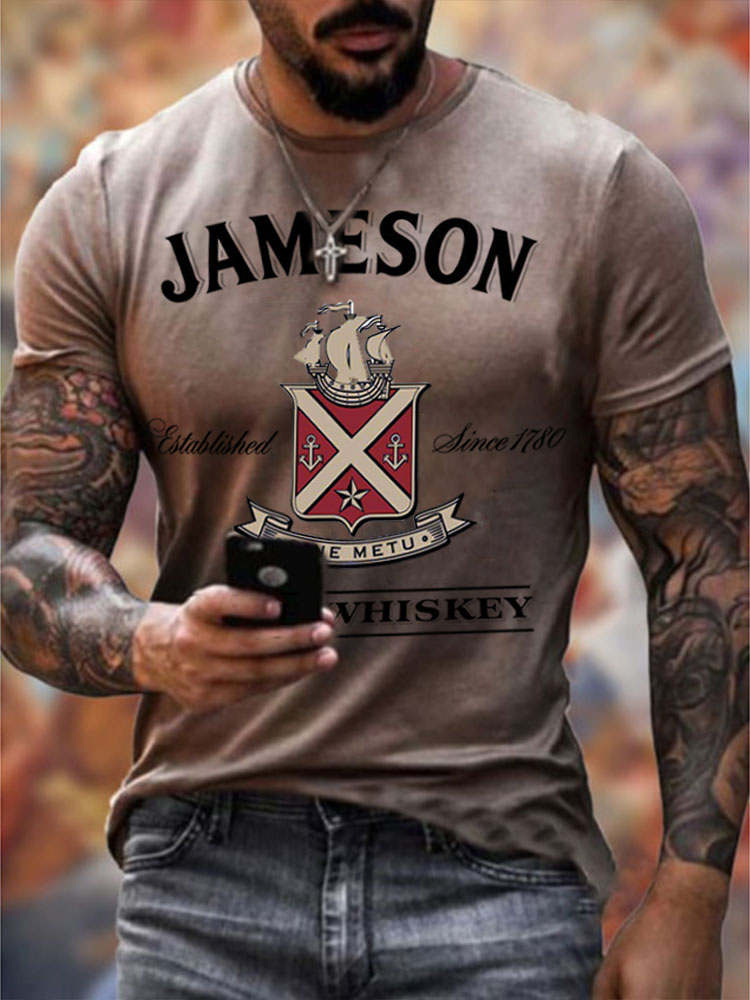 Mens Jameson Irish Whiskey Chic Printed Casual T-shirt