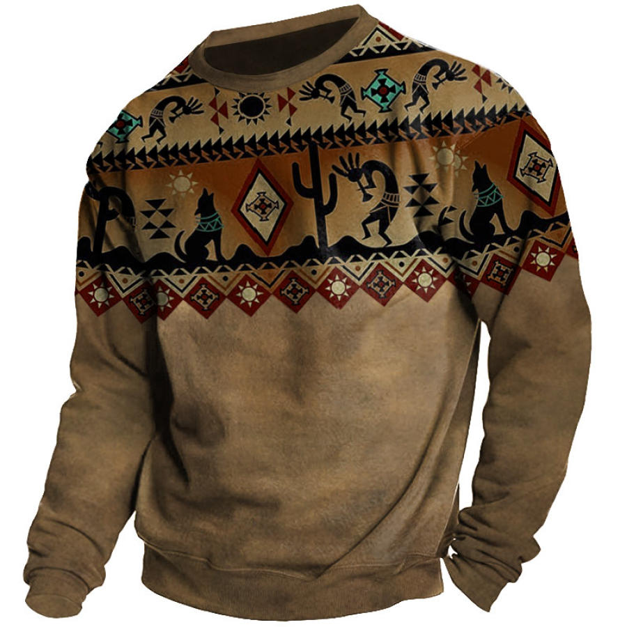 

Men's Vintage Outdoor Ethnic Pattern Print Tactical Sweatshirt