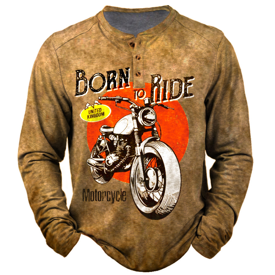 

Men's Motorcycle Race Road Trip Graphic-print Cotton Long-sleeve T-shirt